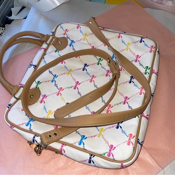 BETSEY JOHNSON Colorful Bowtie Vegan Leather Messenger Padded Laptop Bag, boho - Picture 9 of 10